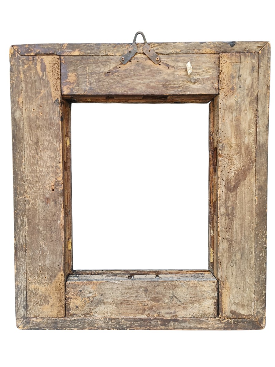 Cornice guilloché in legno ebanizzato.Nord Italia,XVII secolo.-photo-1