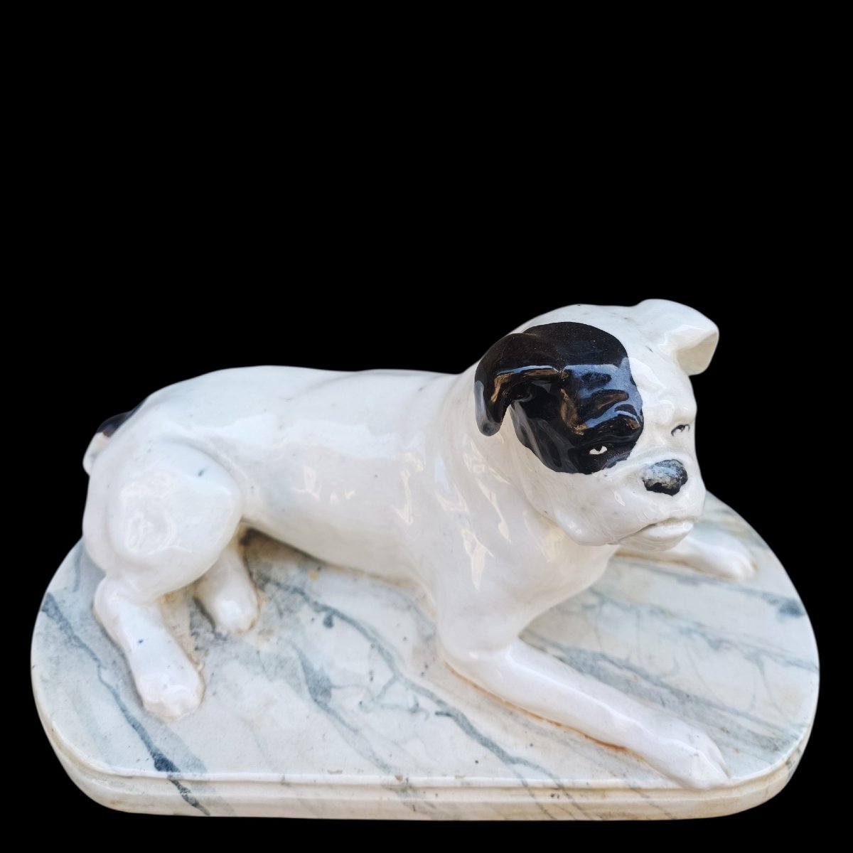 Scultura in ceramica di un bulldog.Inizio XX secolo.-photo-2