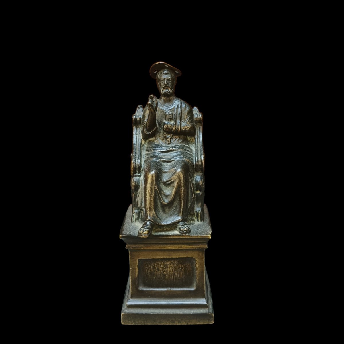 Scultura in bronzo raffigurante San Pietro.Italia,XIX secolo.