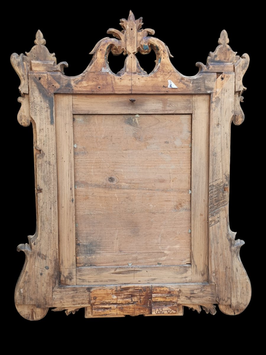 Specchiera in legno intagliato e dipinto. Piemonte,XVIII secolo.-photo-2