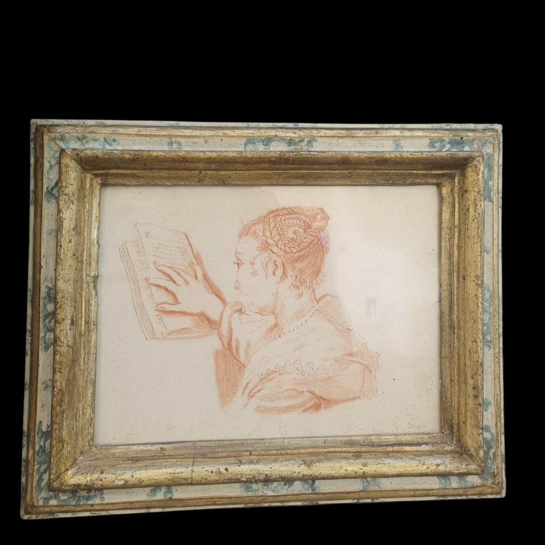 Coppia di disegni del XIX secolo con cornici del XVIII secolo.-photo-2