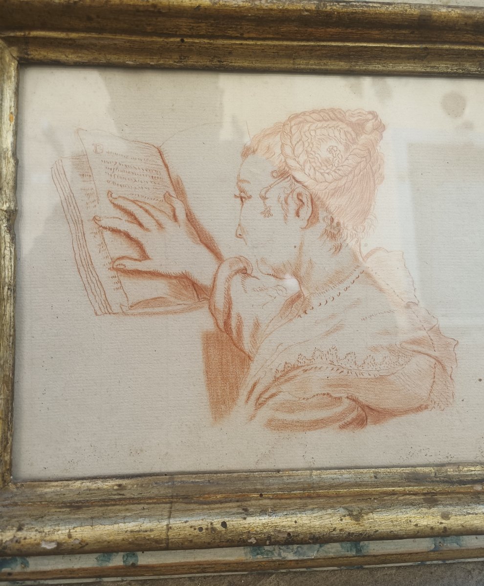 Coppia di disegni del XIX secolo con cornici del XVIII secolo.-photo-1