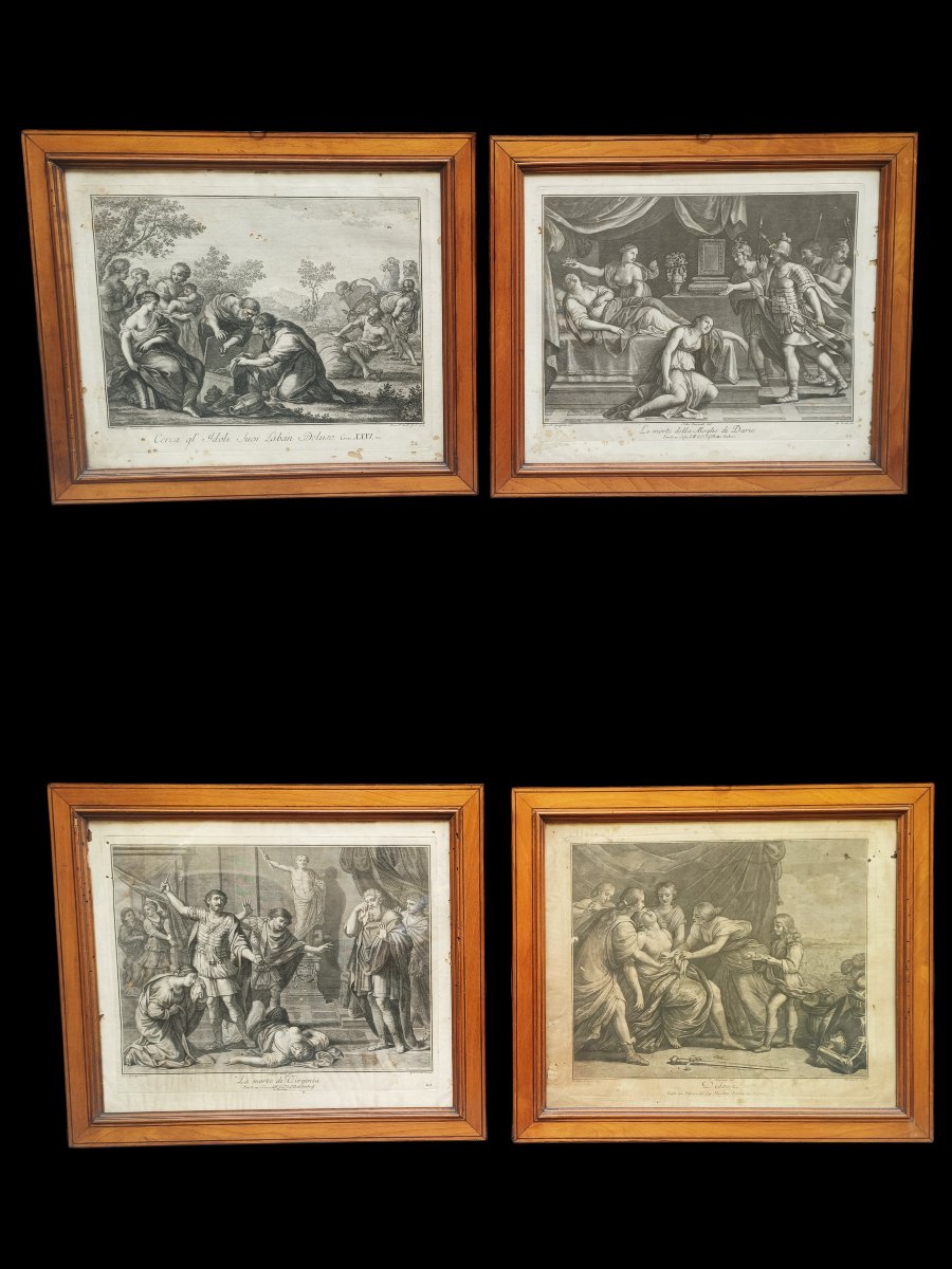 Collezione di quattro incisioni con cornici coeve.Italia,inizio XIX secolo.