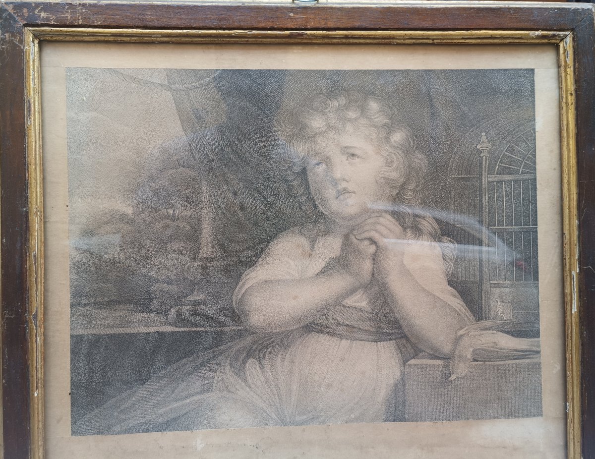 Serie di quattro incisioni raffiguranti bambine.Alessandro Zaffonato,inizio XIX secolo.-photo-2