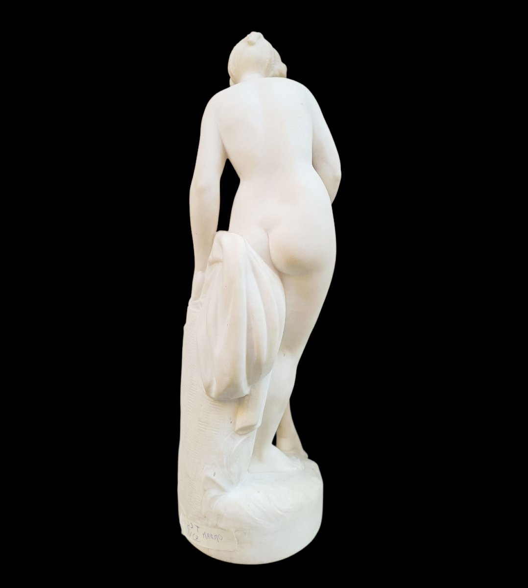 Scultura di bagnante in marmo bianco. XIX secolo.-photo-4