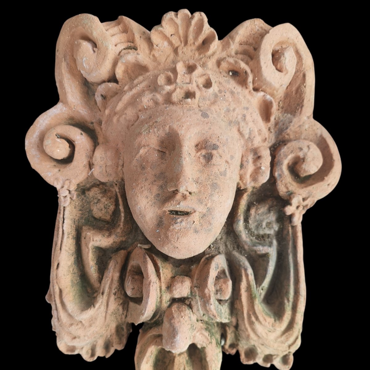 Coppia di mascheroni in terracotta.Italia,XX secolo.-photo-2