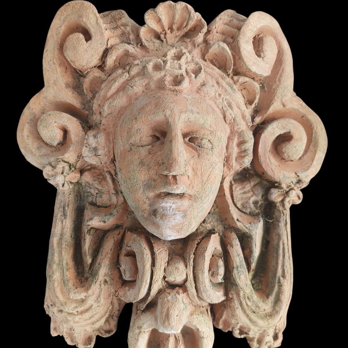 Coppia di mascheroni in terracotta.Italia,XX secolo.-photo-3