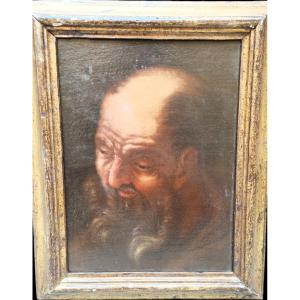 Quadro ad olio su tela raffigurante testa maschile. Italia Meridionale,XVII secolo.