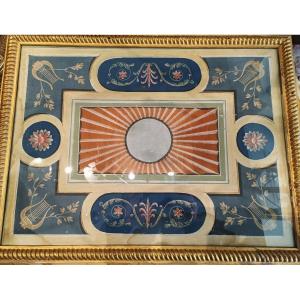 Olio su tela raffigurante motivi decorativi di vario tipo. Italia,epoca Luigi XVI
