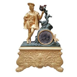 Orologio in bronzo dorato.  Francia,metà XIX secolo.
