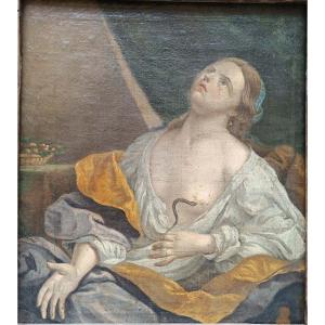Dipinto ad olio su tela raffigurante suicidio di Cleopatra. Emilia,XVII secolo.