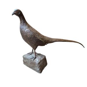 Scultura di fagiano in  ferro forgiato.Italia,metà XX secolo.