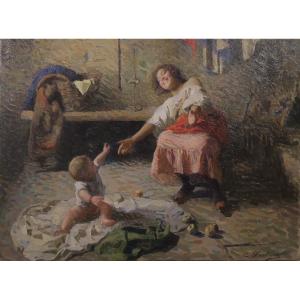 Carlo Facchinetti(1870-1935 Firenze).Dipinto ad Olio su tela.