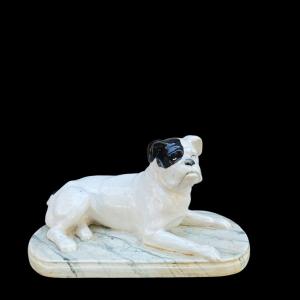 Scultura in ceramica di un bulldog.Inizio XX secolo.