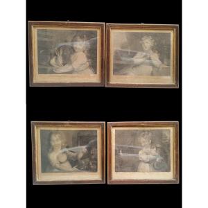 Serie di quattro incisioni raffiguranti bambine.Alessandro Zaffonato,inizio XIX secolo.