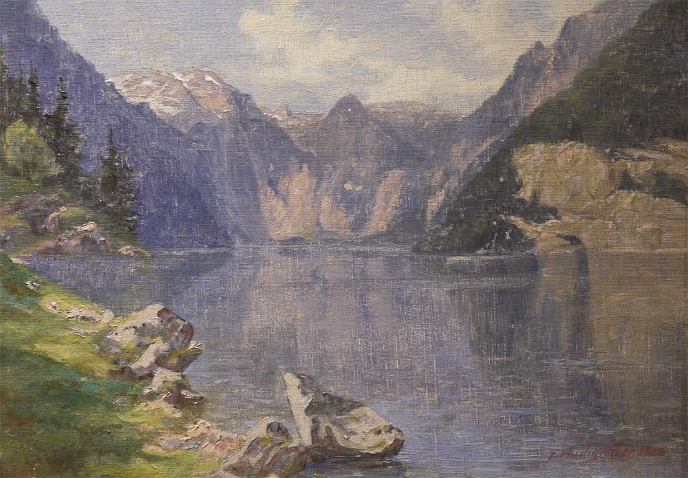 Dipinto lago alpino – Königssee – T.Rashgerber - 1928-photo-2