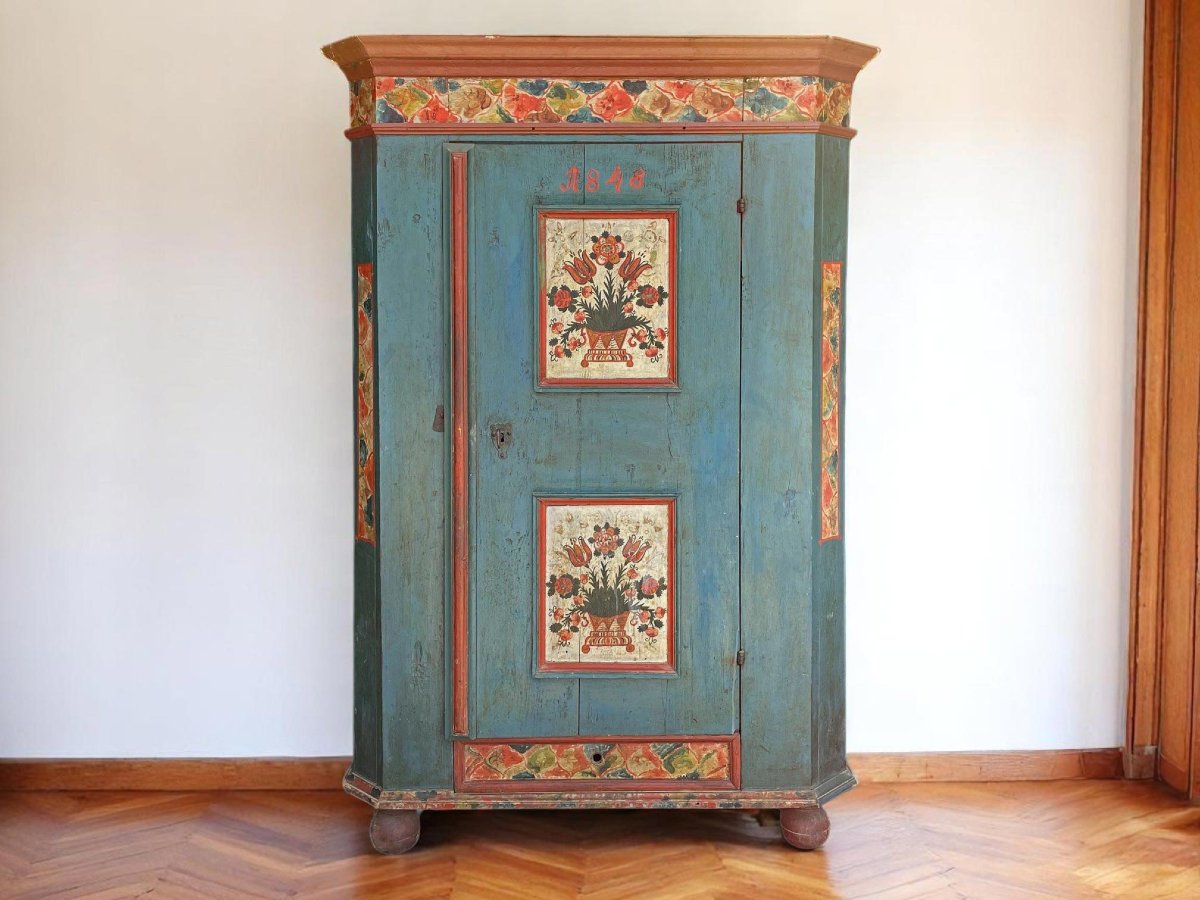 Armadio Tirolese Azzurro, 1750 circa -photo-1