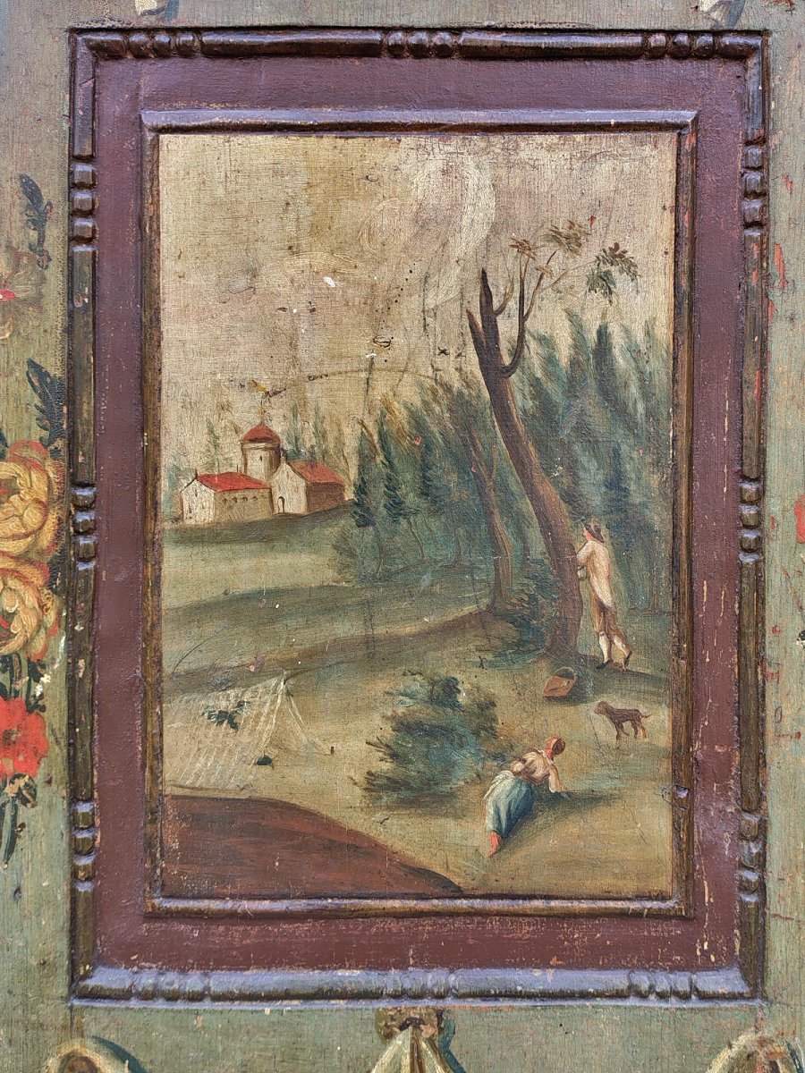 Armadio Alpino Antico Dipinto Verde-photo-6