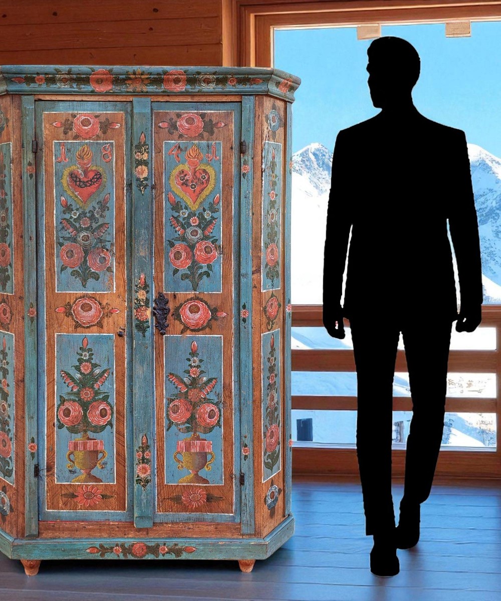 Armadio Dipinto Azzurro datato 1841 -photo-4