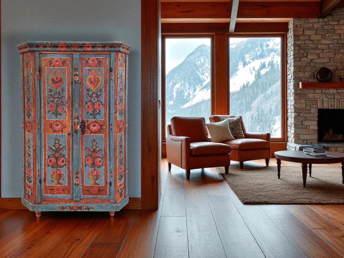 Armadio Dipinto Azzurro datato 1841 -photo-1