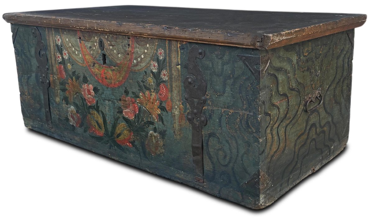 Antica Cassapanca Dipinta con Fiori-photo-2