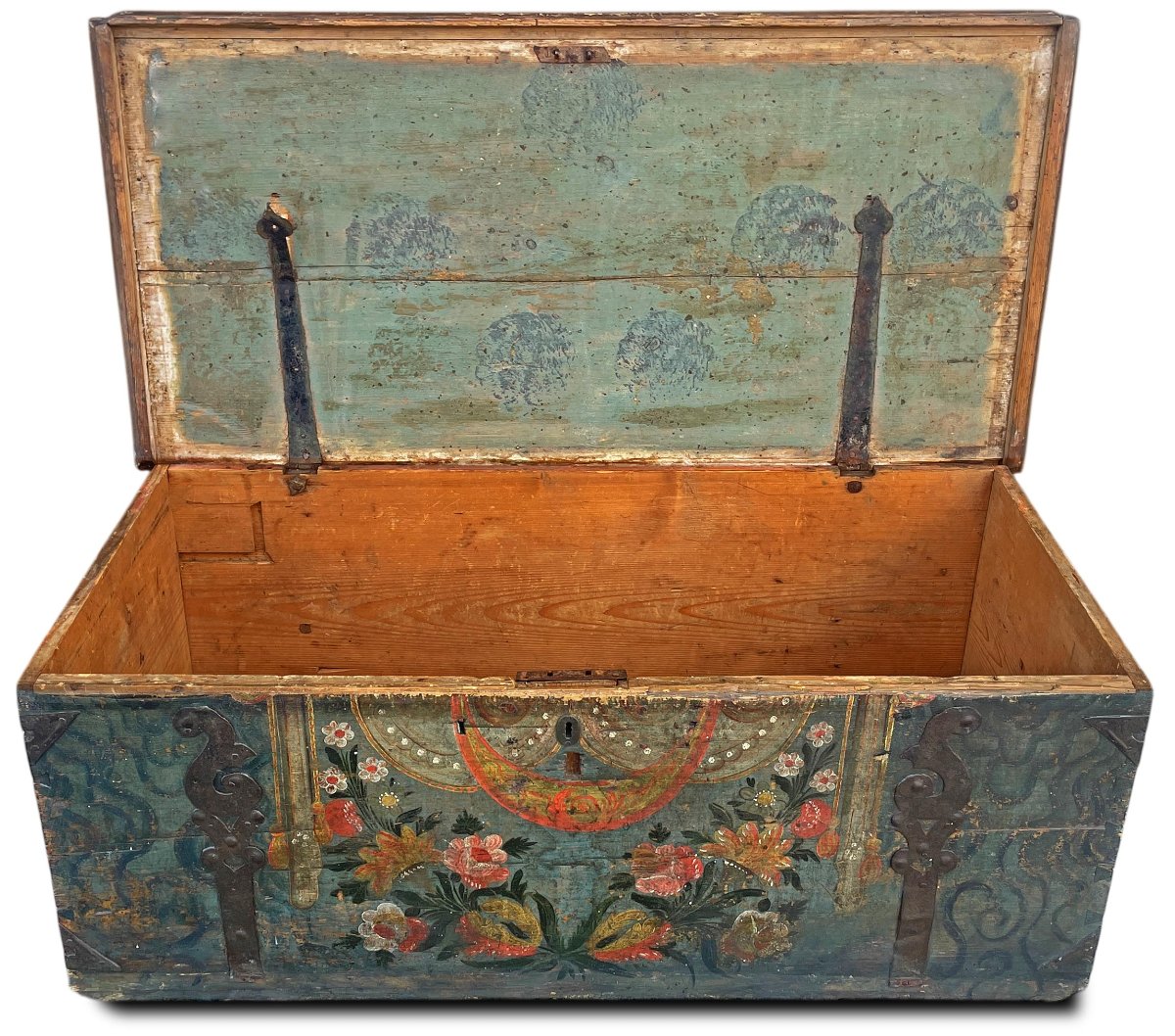 Antica Cassapanca Dipinta con Fiori-photo-3