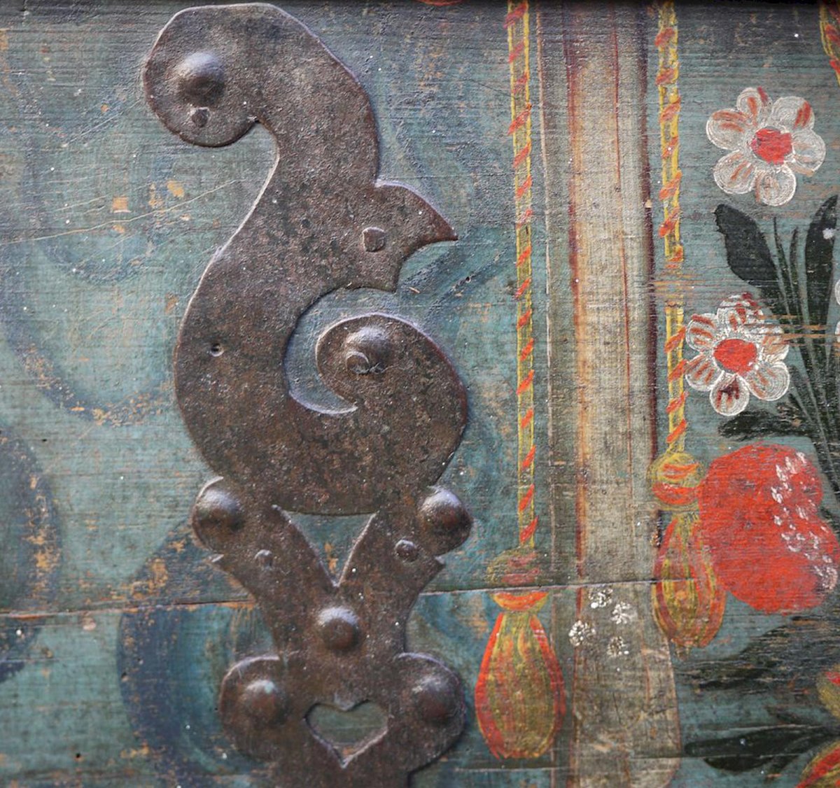 Antica Cassapanca Dipinta con Fiori-photo-2
