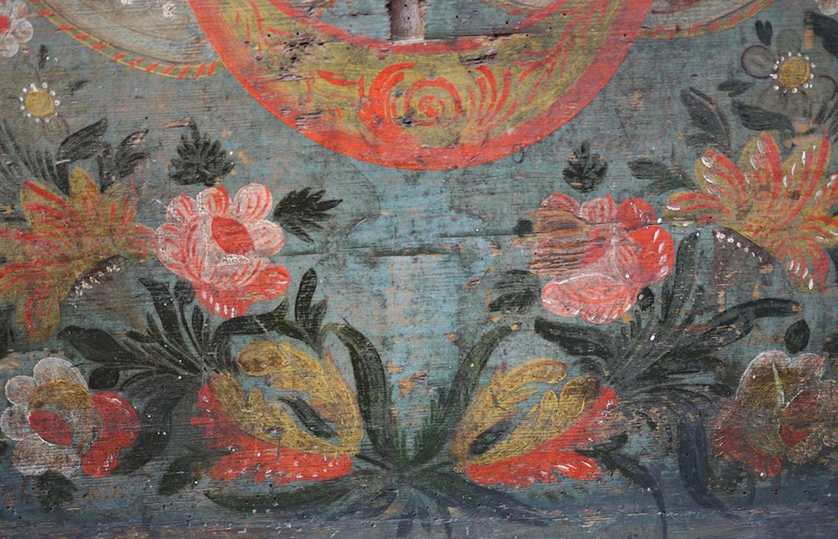 Antica Cassapanca Dipinta con Fiori-photo-3