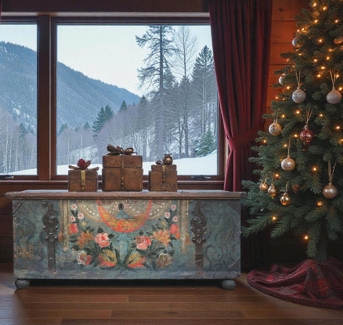 Antica Cassapanca Dipinta con Fiori-photo-8