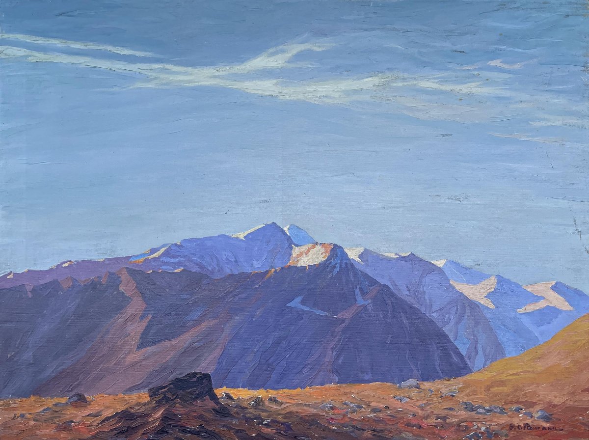 Dipinto Antico "Großglockner", F. Reimann-photo-7