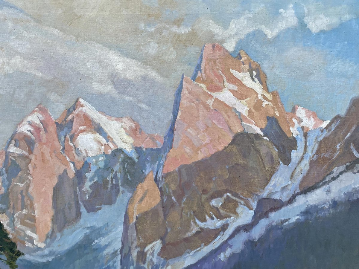 Dipinto Antico "Eibsee e Zugspitze", Herzberg-Schönwald-photo-3