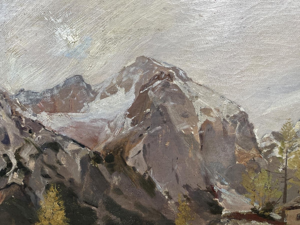 "Tirecorne, Courmayeur", Olio su tela-photo-2