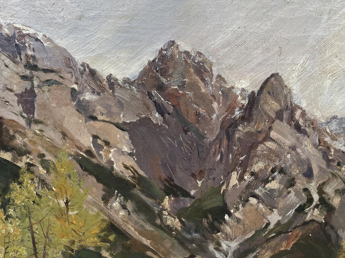 "Tirecorne, Courmayeur", Olio su tela-photo-3