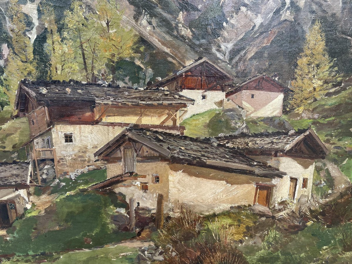 "Tirecorne, Courmayeur", Olio su tela-photo-4