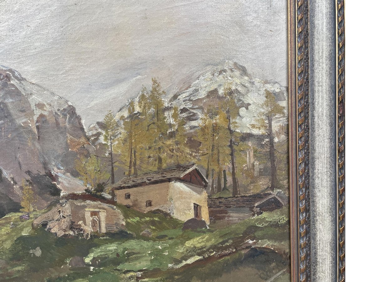 "Tirecorne, Courmayeur", Olio su tela-photo-3