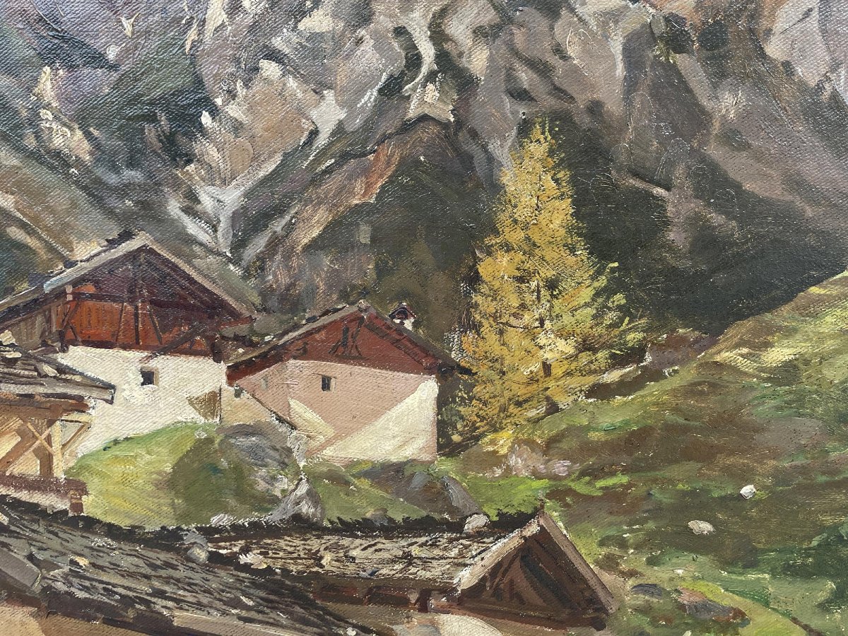 "Tirecorne, Courmayeur", Olio su tela-photo-4