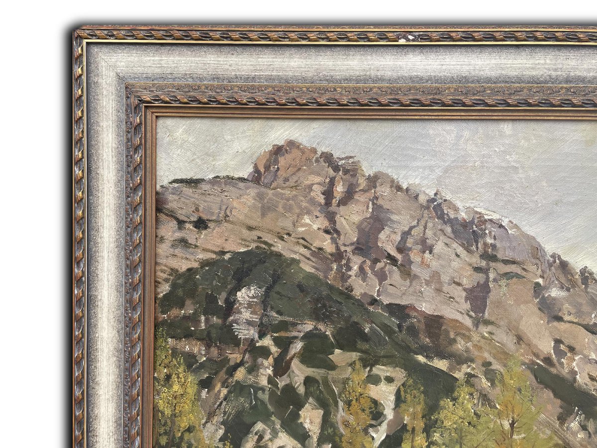 "Tirecorne, Courmayeur", Olio su tela-photo-5