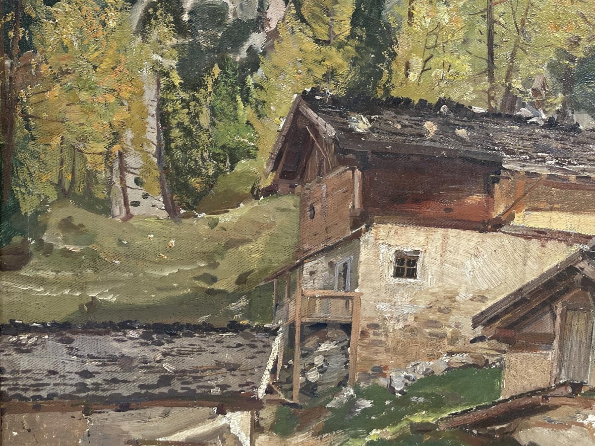 "Tirecorne, Courmayeur", Olio su tela-photo-6