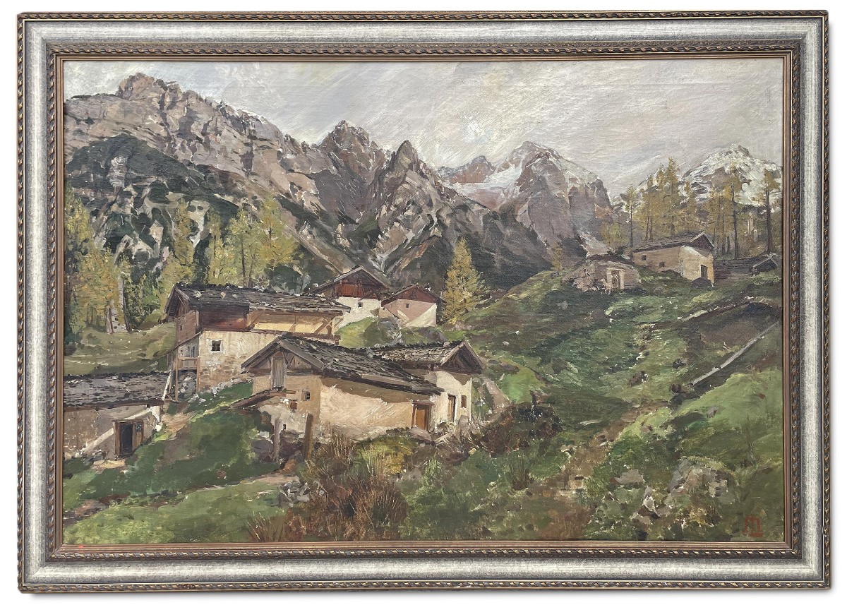 "Tirecorne, Courmayeur", Olio su tela