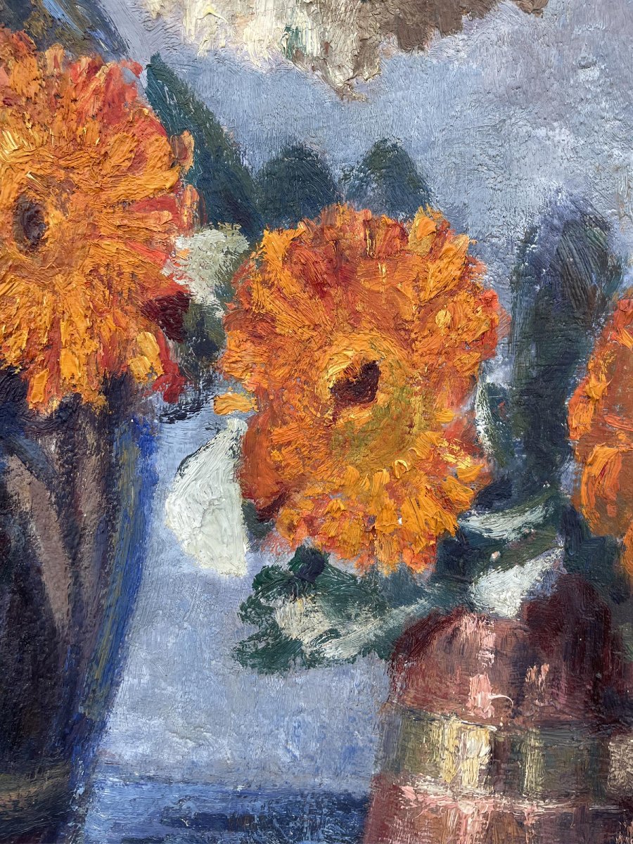 G.Gagneau, composizione con dalie e gerbere-photo-1