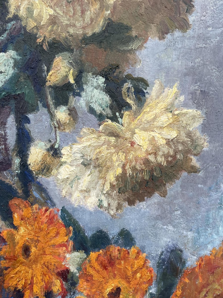 G.Gagneau, composizione con dalie e gerbere-photo-4