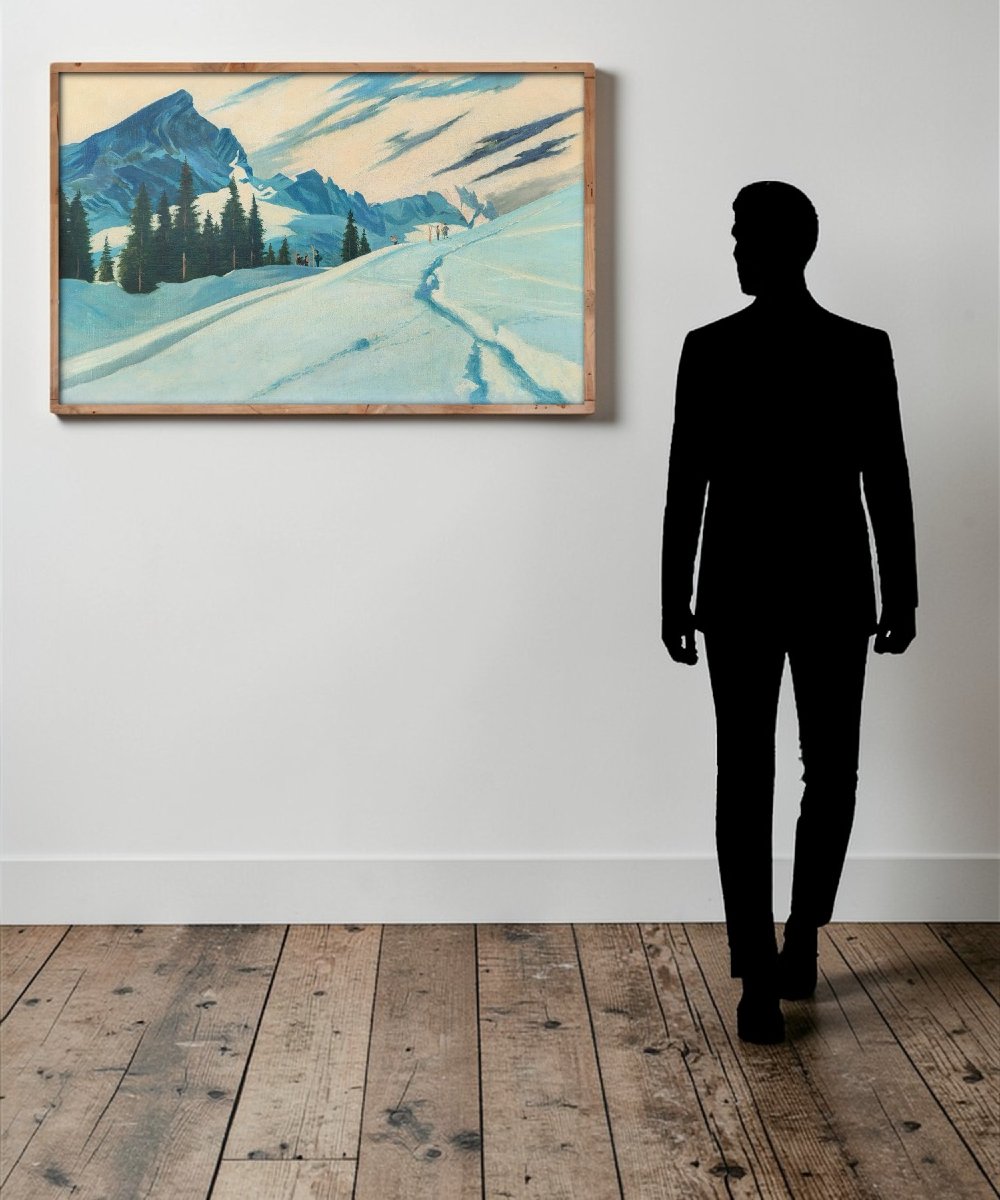 Dipinto Antico "Sciatori a Garmisch, Alpspitze – Adalbert von Wex" - Inizi XX secolo-photo-3