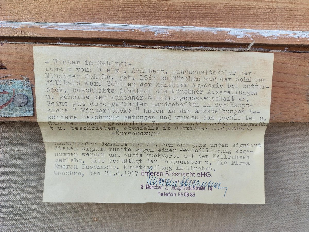 Dipinto Antico "Sciatori a Garmisch, Alpspitze – Adalbert von Wex" - Inizi XX secolo-photo-1
