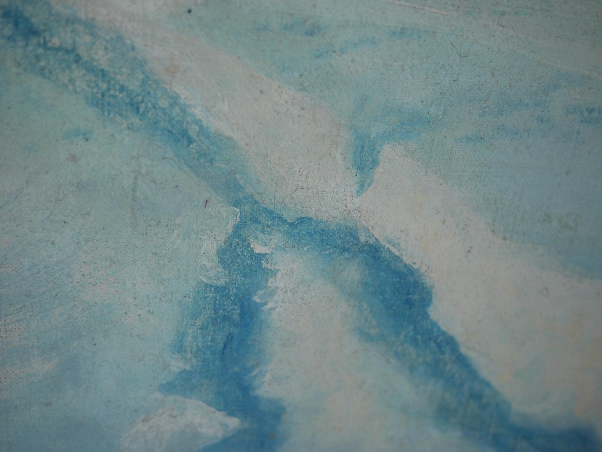 Dipinto Antico "Sciatori a Garmisch, Alpspitze – Adalbert von Wex" - Inizi XX secolo-photo-4