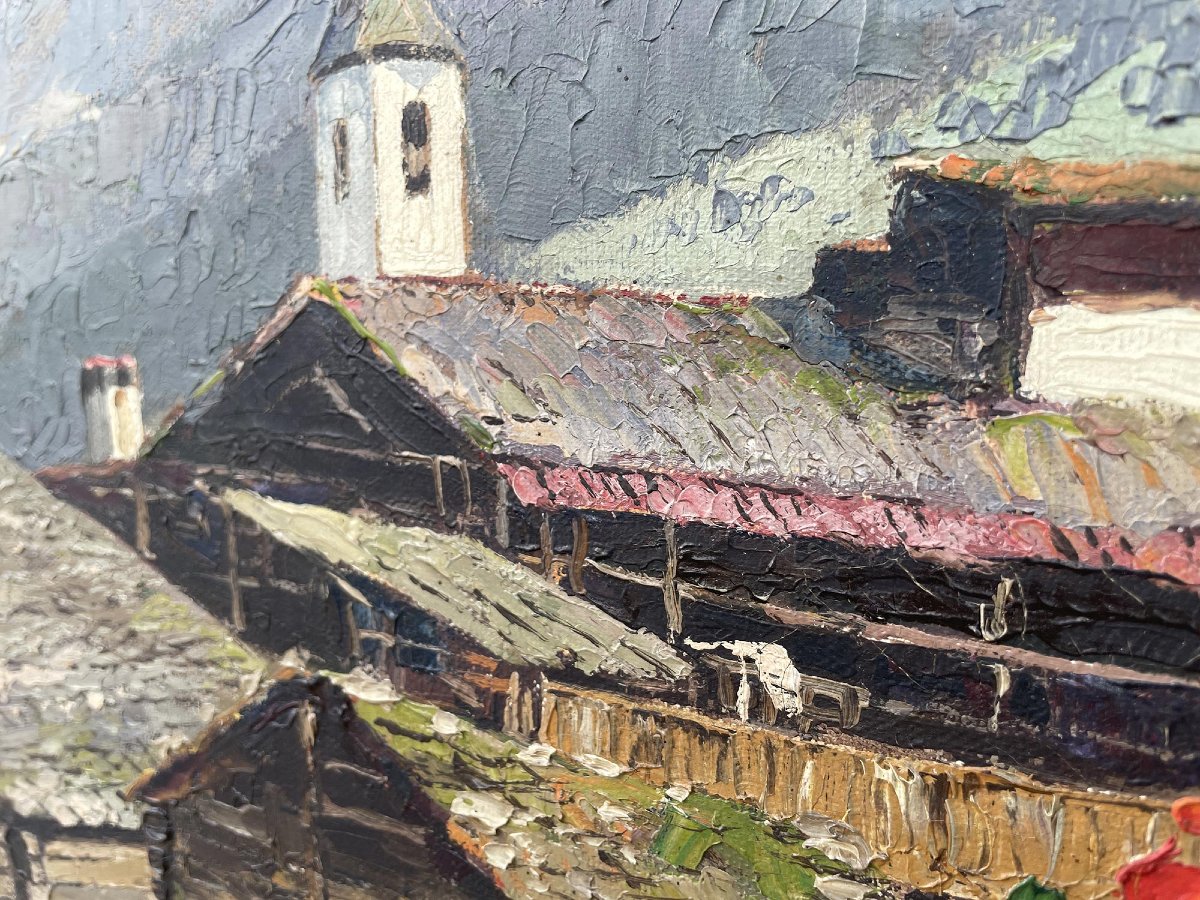 Kippel e  Bietschhorn Dipinto a olio a spatola raffigurante Kippel e il Bietschhorn-photo-2