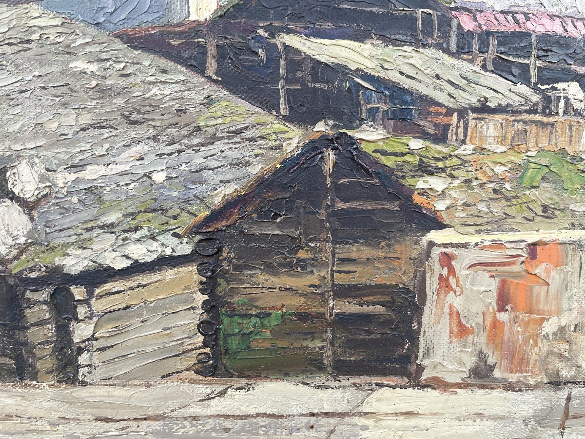 Kippel e  Bietschhorn Dipinto a olio a spatola raffigurante Kippel e il Bietschhorn-photo-5