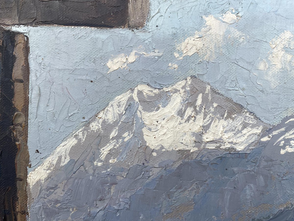 Kippel e  Bietschhorn Dipinto a olio a spatola raffigurante Kippel e il Bietschhorn-photo-7