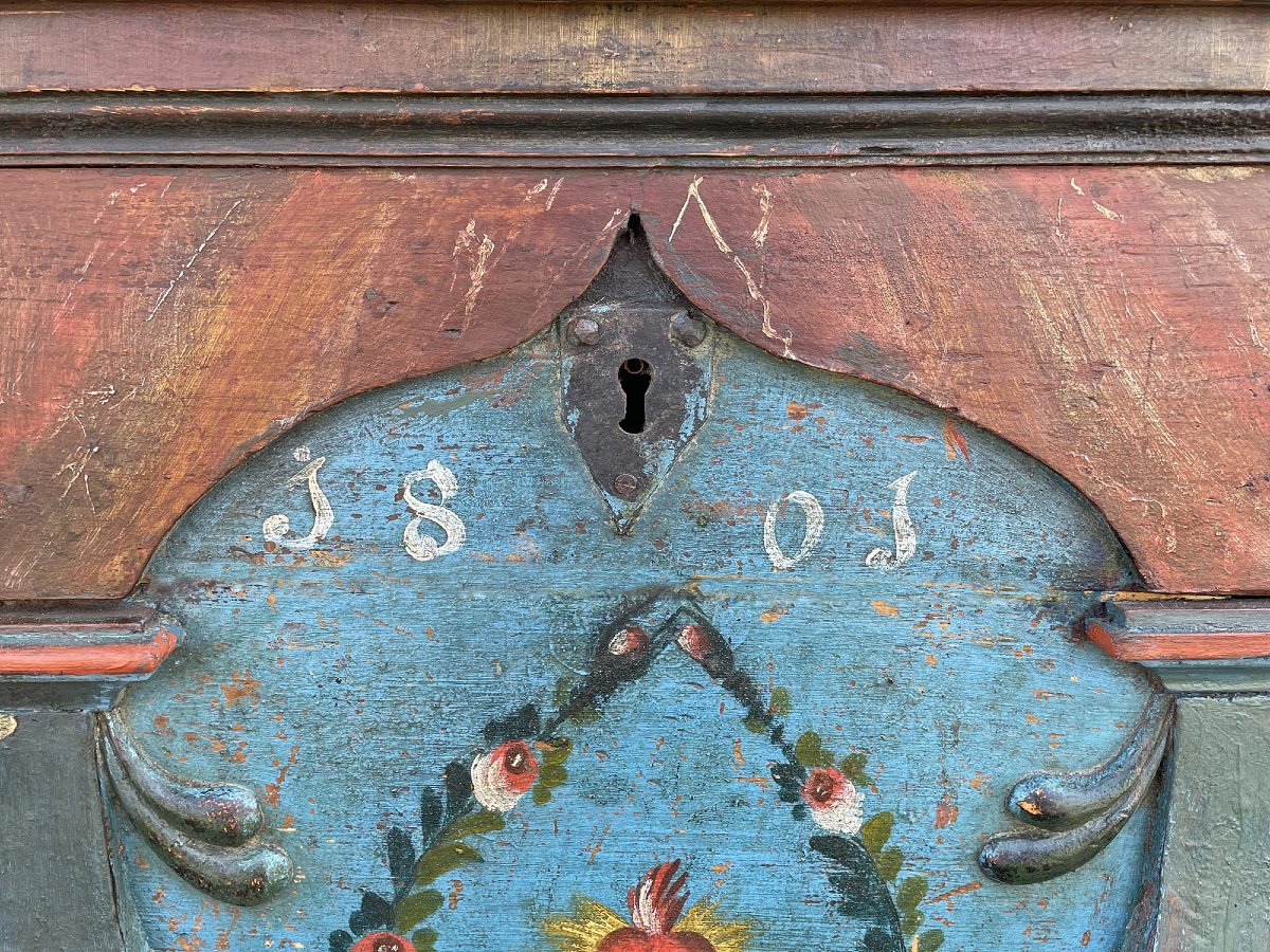 Cassapanca Dipinta Tirolese datata 1801 -photo-2