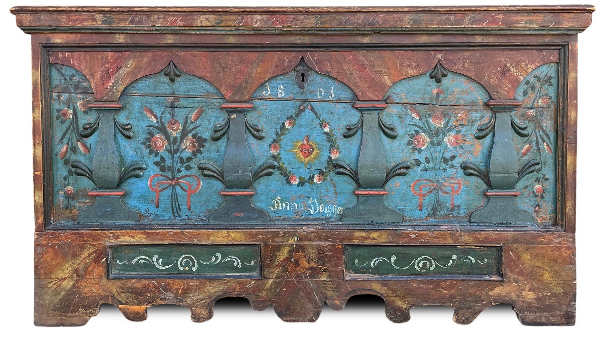 Cassapanca Dipinta Tirolese datata 1801 