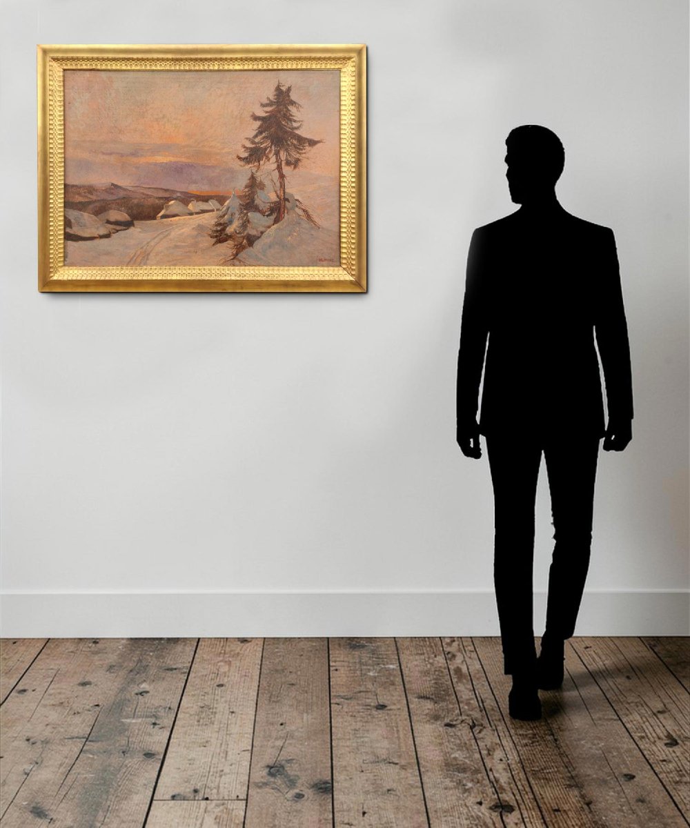 Dipinto Antico con Paesaggio Innevato -photo-2